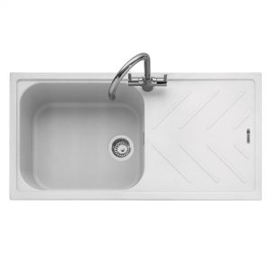 Veis 100 Inset Geotech Granite Sink with Drainer – Chalk White